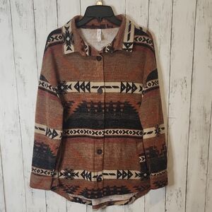 Zenana Outfitters Earthy Patterned Jacket Large